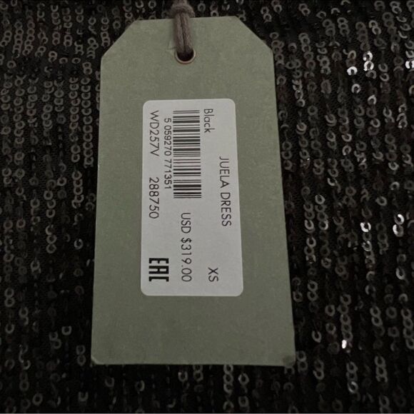 All Saints Sequin‎ Juela Midi Dress, Black, Cocktail Holiday Party, XS (0) NWT - Picture 8 of 9
